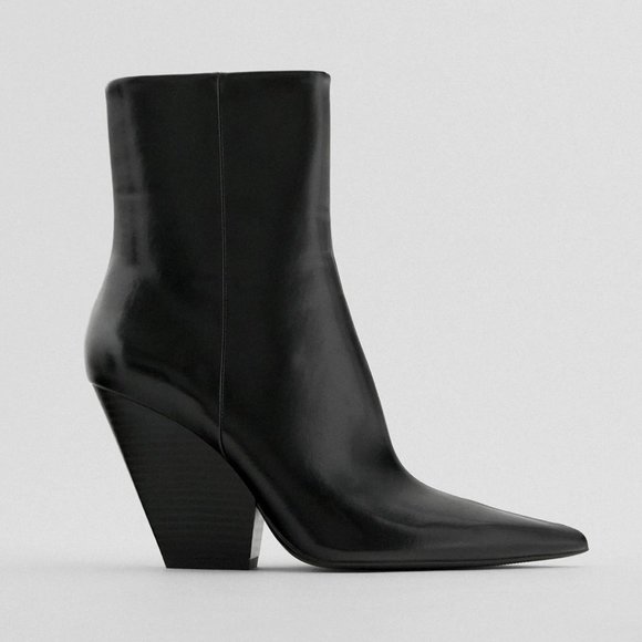 Zara Shoes - NEW Zara Black Pointy Toe Heeled Cowboy Ankle Boot